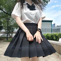 Carbon pen genuine rabbit seam seam JK uniform full outfit Swallow home summer shirt Short sleeve La La sauce grid skirt women