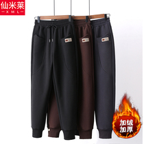 Middle-aged and elderly pants women winter plus velvet middle-aged women trousers straight tube elastic mother autumn and winter sports casual pants