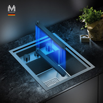 MABATON manpatton kitchen nano Black Diamond stainless steel small single tank bar invisible sink wash basin