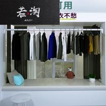 No hole drying hanging cool clothes pole Clothes hanger Clothes strut retractable single rod type indoor balcony bay window fixed