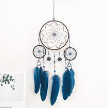 Blue Dream Catcher wind bell hanging ornaments dreamer hand made feather pendant shop dream net European Decorative Bell