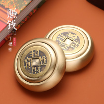Shake the sound to turn the money handle Creative text play brass money handle Time lucky turn the hand handle Chinese style