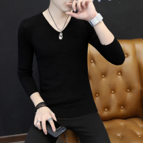 Mens Sweater V-collar Spring and Autumn thin knitting shirt and Han Edition Repair pure color and autumn trend mens coat