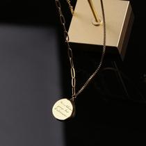 European and American letter round brand pendant necklace female ins tide niche design sense Hip-hop personality simple temperament clavicle chain