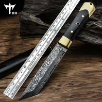Wolf Damascus steel knife tritium knife sharp portable outdoor straight knife blade knife self-defense survival Saber