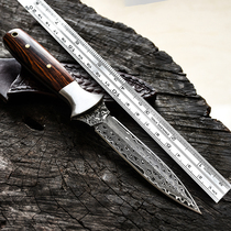 Wolf-hu Damascus steel knife fighting tactical knife knife sharp high hardness knife self-defense outdoor survival straight knife