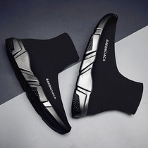 2022 New Summer High Helps Mens Shoes One Foot Pedal Elastic Socks Shoes Men Sports Casual Boomer Shoes Fly Netting Sneakers