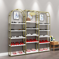 Shopping mall shoe store shoe rack display shelf against the wall Girls  shoe store floor-to-ceiling shop with decoration shelves with lights