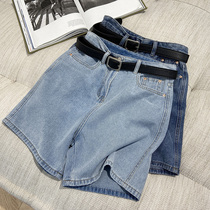 2021 new thin casual denim shorts five-point pants design sense niche sweet cool wide-leg pants womens summer