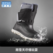 Decathlon childrens waterproof snow boots mens and womens childrens cotton shoes boots plus velvet thick cotton boots Warm childrens boots shoes KIDD