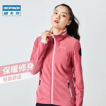 Decathlon outdoor fleece womens thick warm and cashmere imitation lamb velvet hooded jacket jacket ODT1
