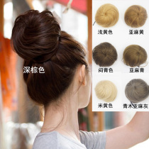 Meatball head wig bag flower bud wig straight hair bag female linen stuffy blue brown brown wine red hair bag