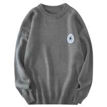 Autumn and winter sweater knitwear plus size mens round neck base Korean loose Joker tide fat man thread coat