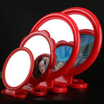 Vintage mirror plastic wall-mounted round makeup mirror bedroom table mirror wedding dowry red dressing Chinese hanging mirror