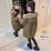 Girls coat autumn and winter 2021 New Korean version of foreign-style childrens cotton-padded velvet Tong child down cotton coat Parker