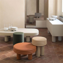 Nordic modern simple thousand layer cake living room abstract coil low stool model room side Art round sofa coffee table