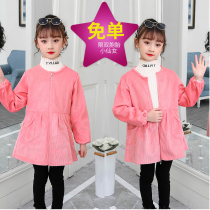 Gown female treasure outside wearing foreign style autumn and winter children 2021 New plus velvet thick painting cute waterproof anti-dressing