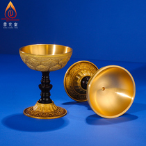 Liquid ghee candle lamp holder butter lamp holder pure copper lotus lamp holder for Buddha ghee lamp holder for home use