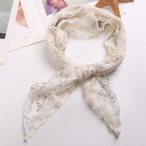 Fashionable foreign flower lace triangle scarf small shawl women Spring and Autumn Winter small strip outer scarf decorative silk scarf