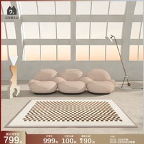 (Aoyama Meisu) Original design Roman living room imported wool mid-style checkerboard carpet bedroom blanket