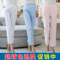 Nurse pants female white summer elastic waist large size winter doctor pants winter nurse clothes summer work pants pink blue