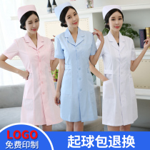 Eight-eye nurses clothing short-sleeved summer womens pink white coat short-sleeved slim Student beauty overalls