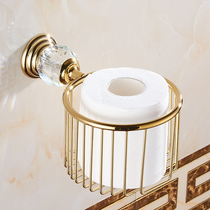 Crystal gold plated tissue box toilet paper towel holder roll holder towel basket roll machine toilet can be free of punching