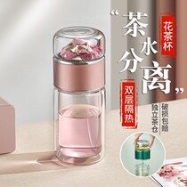 Tea separation tea cup female Net red cute glass cup portable summer advanced sense water Cup 2021 New