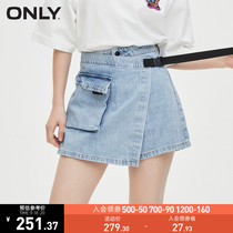 ONLY2021 Autumn New High waist thin climax irregular lace-up denim shorts women) 121243046