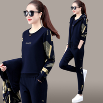 Sports Casual Suit Womens Spring Clothing 2022 New Ocean Air Weight Reduction Horse Chia Buns Pants Vegemon Big Code Three Sets Tide
