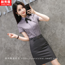 Professional suit womens summer short-sleeved new fashion temperament formal dress jewelry store front desk tooling overalls tide