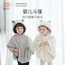 little tiny cloak baby autumn and winter baby out windproof thick cute wind cloak Velvet