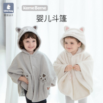 little tiny cloak baby autumn and winter baby out windproof thick cute wind cloak Velvet