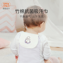 little tiny sweat-absorbing towel Baby summer antibacterial gauze pad back sweat-absorbing towel Childrens kindergarten baby bamboo cotton