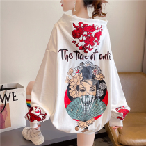 China tide retro style hooded clothes large size womens 2021 new niche Street bf loose thin spring autumn
