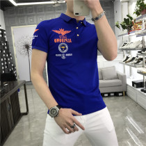 European station light luxury lapel short-sleeved t-shirt mens 2021 summer tide brand wild youth slim fashion polo shirt y