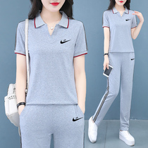 Official website Women sports set 2021 summer new cotton short sleeve running fashion casual wear two-piece