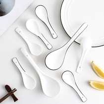 Ceramic spoon home 10 black line Nordic spoon eating soup spoon small spoon home microwave oven simple bone china