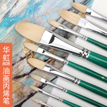 Huahong bristle brush brush Korean original 808 oval head water chalk set hwahong single acrylic brush padded paint brush brush brush flat head plate brush adult color pen