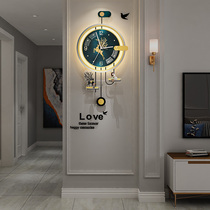 Light luxury household watch wall clock living room modern simple wall clock lamp net red creative fashion decorative wall hanging wall