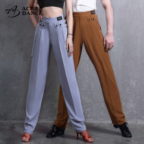  ACEdance gem meaning men and women with the same Latin dance pants autumn pocket practice pants design multi-buckle national standard pants DA184