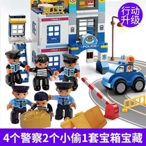 Fei Le big pellet building block police station assembly educational childrens toys new creative DIY match compatible Universal