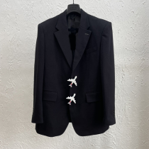 High-end Tide brand catwalk profile men and women couples big plane LOGO metal lock wool suit suit suit