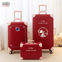 Wedding luggage Red Dowry box leather box wedding trolley case female wedding password box bride dowry pair
