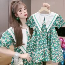 Original light and luxurious children dress girl summer dress dress girl Bubble Cuff Mother Woman Dress Crumbed Dress Child Pro