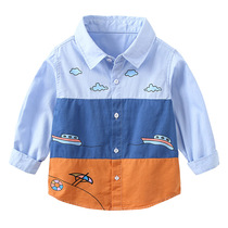 Boy shirt pure cotton autumn clothing children turning casual blouse male baby cartoon long sleeve shirt 9887