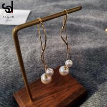 Round Face Display Slim Pearl Streaming Suearrings 2020 New Tide Ear Pendant Womens Superior Sense Temperament Long earline