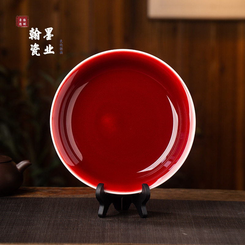 清時代　郎窯紅釉碗　紅釉開片内白釉碗　豇豆紅釉茶盞 深腹碗(F-144) 郎窑红-郎窑红促销价格、郎窑红品牌- 淘宝