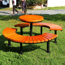 Park new chair Outdoor WPC leisure chair Solid wood one table and two chairs without backrest outdoor seat Courtyard tree chair