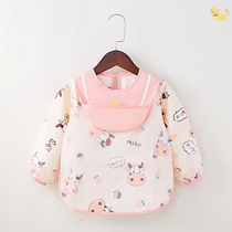 Baby's overcoat waterproof female treasure children's anti-wearing clothes eating bib anti-dirty cotton spring and autumn foreign style baby apron